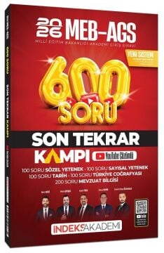 İndeks Akademi Yayıncılık 2026 MEB-AGS Son Tekrar Kampı 600 Soru Bankası Youtube Video Çözümlü