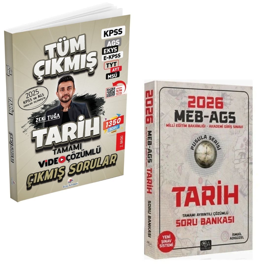 Dizgi Kitap 2026 Tarih Tüm Sınavlar Çıkmış Sorular ve MEB AGS Tarihin Pusulası Soru Bankası CBA Yayınları Seti