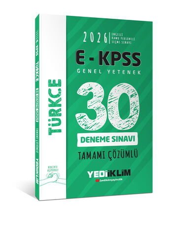 2026 EKPSS Tüm Adaylar İçin Genel Yetenek Türkçe Tamamı Çözümlü 30 Deneme Sınavı Yediiklim Yayınları