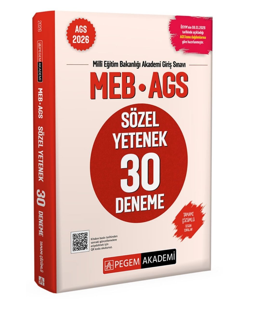 2026 MEB AGS Sözel Yetenek 30 Deneme Tamamı Çözümlü Pegem Yayınları