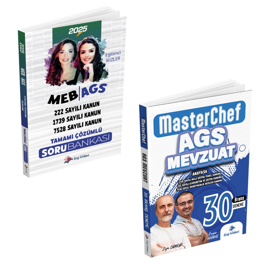 Dizgi Kitap 2025 MEB AGS Mevzuat (222, 1739, 7528 Sayılı Kanun) Tamamı Çözümlü Soru Bankası ve MasterChef Mevzuat Tamamı Video Çözümlü 30 Branş Deneme Seti