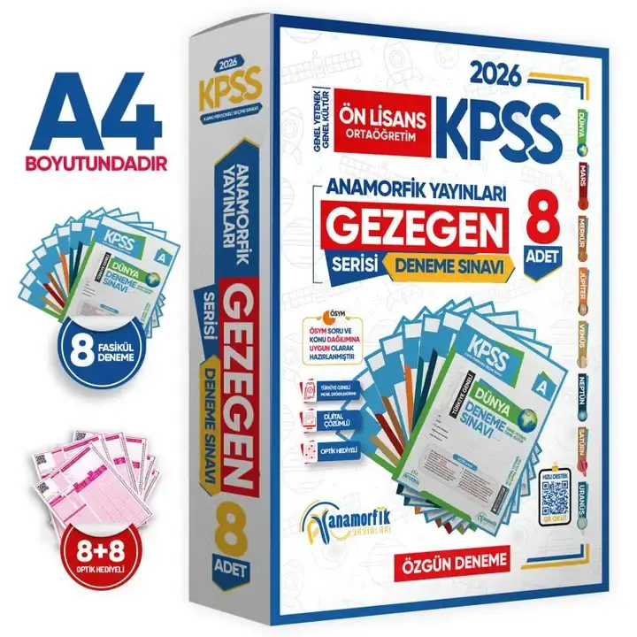 Anamorfik Yayınları 2026 KPSS Ortaöğretim GY-GK GEZEGEN Serisi 8li Deneme Paketi Kurumsal Türkiye Geneli Dijital Çözümlü
