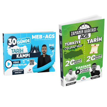 Dizgi Kitap 2025 Meb Ags Türkiye Coğrafyası, Tarih Tamamı Video Çözümlü 20 Deneme Sınavı ve 30 Günde Tarih Kampı Ders Notları Seti