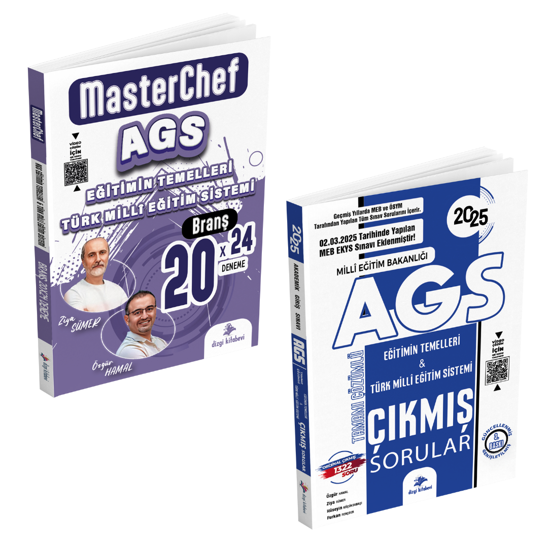 Dizgi Kitap 2025 MasterChef MEB AGS Eğitimin Temelleri ve Türk Milli Eğitim Sistemi Tamamı Video Çözümlü 20 Branş Deneme ve Çıkmış Sorular Seti Ziya Sümer Özgür Hamal