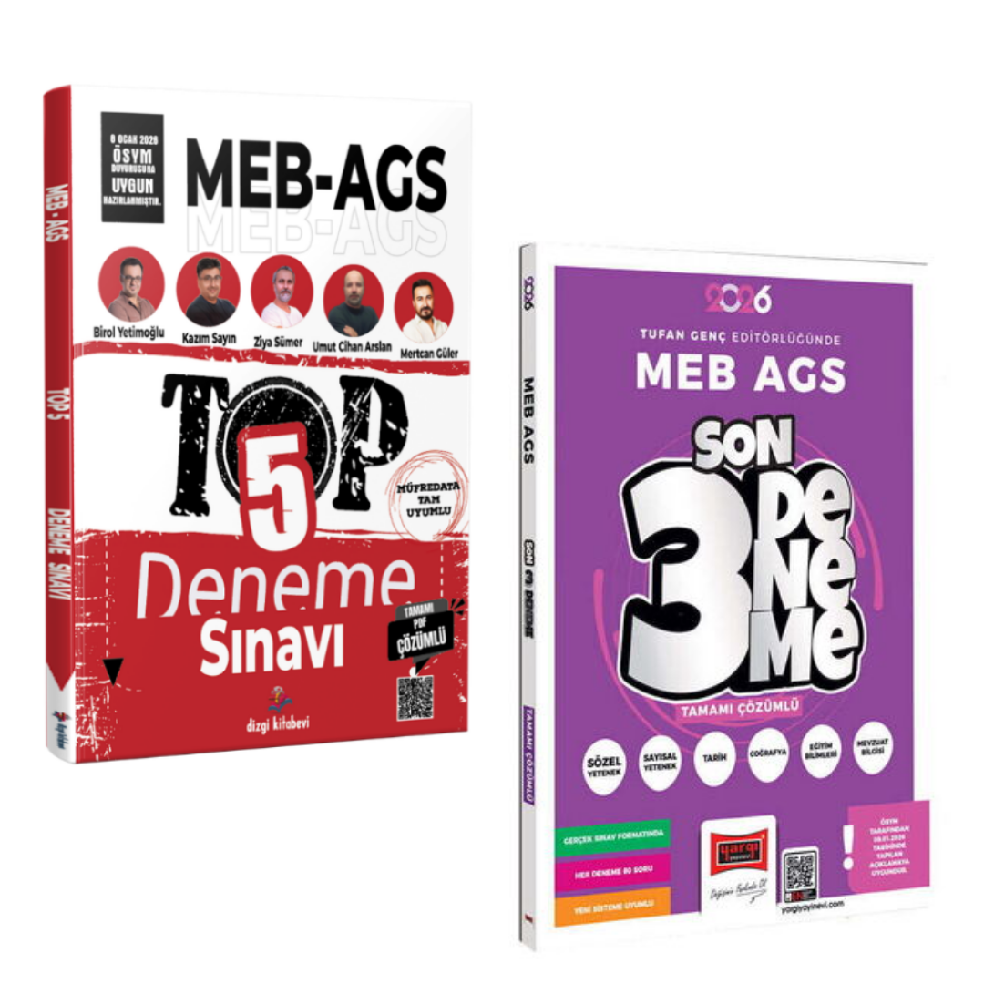 Dizgi Kitap 2026 MEB-AGS TOP 5 Tamamı PDF Çözümlü 5 Deneme ve Yargı Yayınları Tüm Dersler 3 Deneme Seti