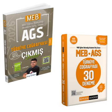 Dizgi Kitap 2026 MEB AGS Türkiye Coğrafyası Çıkmış Sorular & MEB AGS Türkiye Coğrafyası 30 Deneme Pegem Yayınları Seti