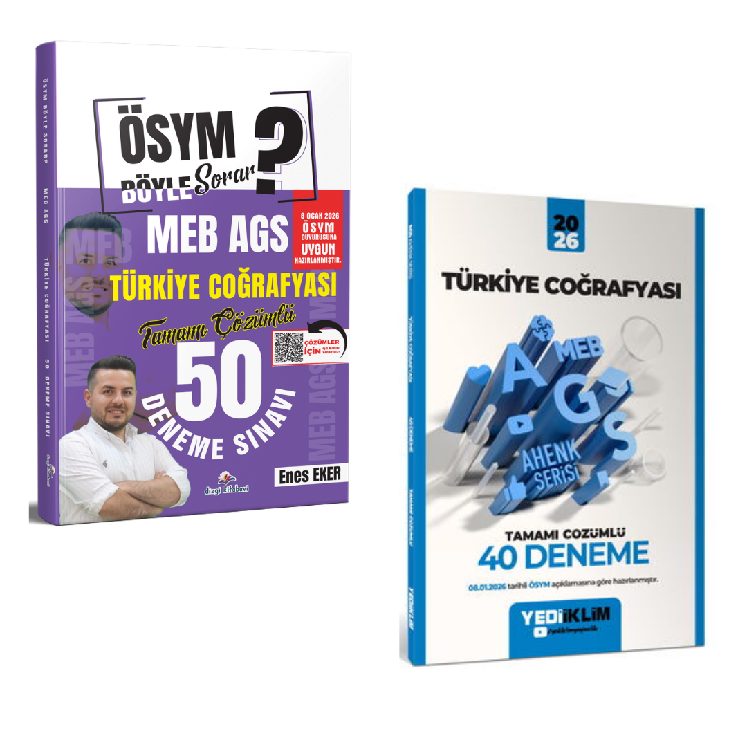 Dizgi Kitap ÖSYM Böyle Sorar 2026 MEB AGS Türkiye Coğrafyası 50 Deneme & Meb-Ags Ahenk Türkiye Coğrafyası 40 Deneme Yediiklim Seti