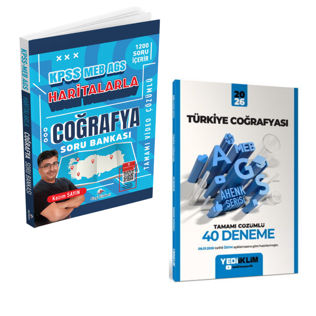 Dizgi Kitap 2026 Kpss Meb Ags Haritalarla Coğrafya Soru Bankası Kazım Sayın & Meb-Ags Ahenk Türkiye Coğrafyası 40 Deneme Yediiklim Seti