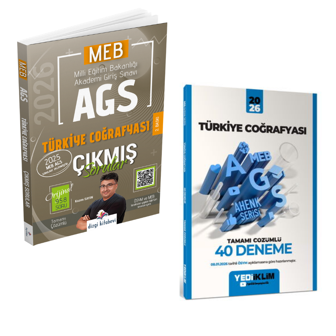 Dizgi Kitap 2026 MEB AGS Türkiye Coğrafyası Çıkmış Sorular & Meb-Ags Türkiye Coğrafyası 40 Deneme Yediiklim Seti