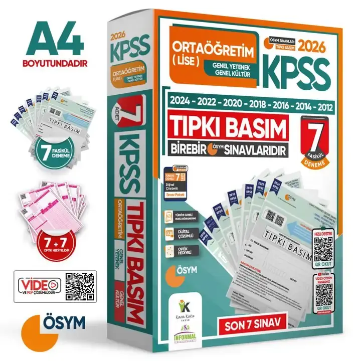 İnformal Yayınları 2026 KPSS ORTAÖĞRETİM-LİSE ÖSYM Çıkmış Soru Tıpkı Basım 7li Deneme Paketi TG Dijital Çözümlü