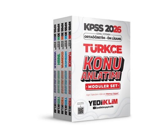 Yediiklim Yayınları 2026 KPSS Ortaöğretim Ön Lisans Genel Yetenek Genel Kültür Konu Anlatımlı Modüler Set