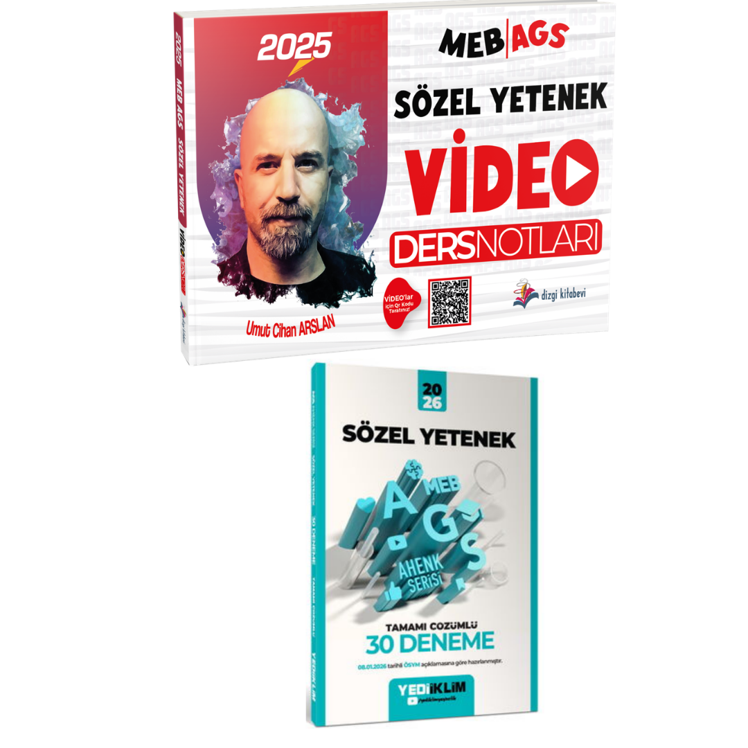 Dizgi Kitap 2025 MEB AGS Sözel Yetenek Video Ders Notları & Meb-Ags Sözel Yetenek 30 Deneme Yediiklim Seti