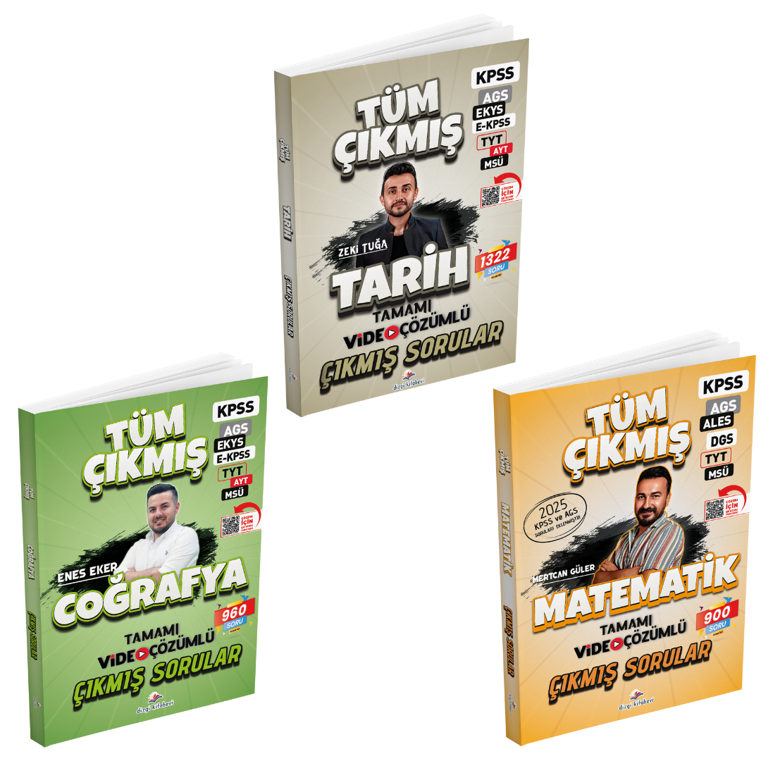 Dizgi Kitap 2026 Coğrafya, Tarih ve Matematik Tüm Sınavlar Tamamı Video Çözümlü Çıkmış Sorular 3'lü Set