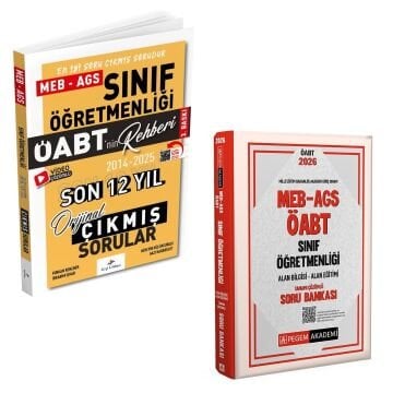 Dizgi Kitap 2026 Meb Ags ÖABT Sınıf Öğretmenliği Son 12 Yıl Çıkmış Sınav Soruları ve MEB AGS ÖABT Sınıf Öğretmenliği Tamamı Çözümlü Soru Bankası Pegem Yayınları Seti