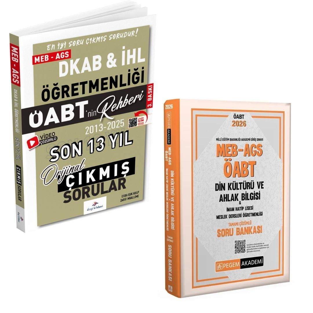 Dizgi Kitap 2026 Meb Ags ÖABT DKAB İHL Çıkmış Sınav Soruları ve MEB AGS ÖABT Din Kültürü ve Ahlak Bilgisi-İmam Hatip Lisesi Tam. Çöz. Soru Bankası Pegem Yayınları Seti