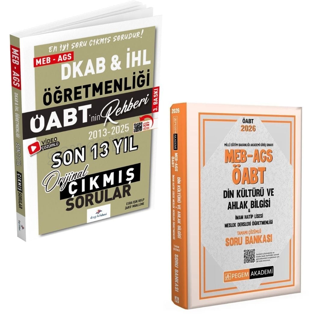Dizgi Kitap 2026 Meb Ags ÖABT DKAB İHL Çıkmış Sınav Soruları ve MEB AGS ÖABT Din Kültürü ve Ahlak Bilgisi-İmam Hatip Lisesi Tam. Çöz. Soru Bankası Pegem Yayınları Seti