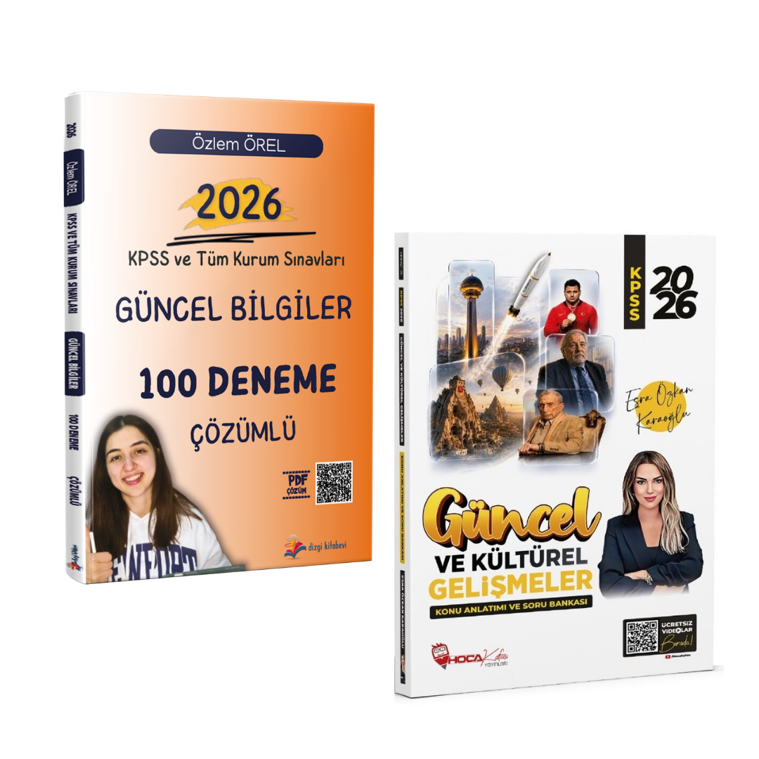 Dizgi Kitap 2026 KPSS ve Tüm Kurum Sınavları Güncel Bilgiler 100 Deneme ve Hoca Kafası Yayınları Güncel ve Kültürel Gelişmeler Konu Anlatımı ve Soru Bankası Seti