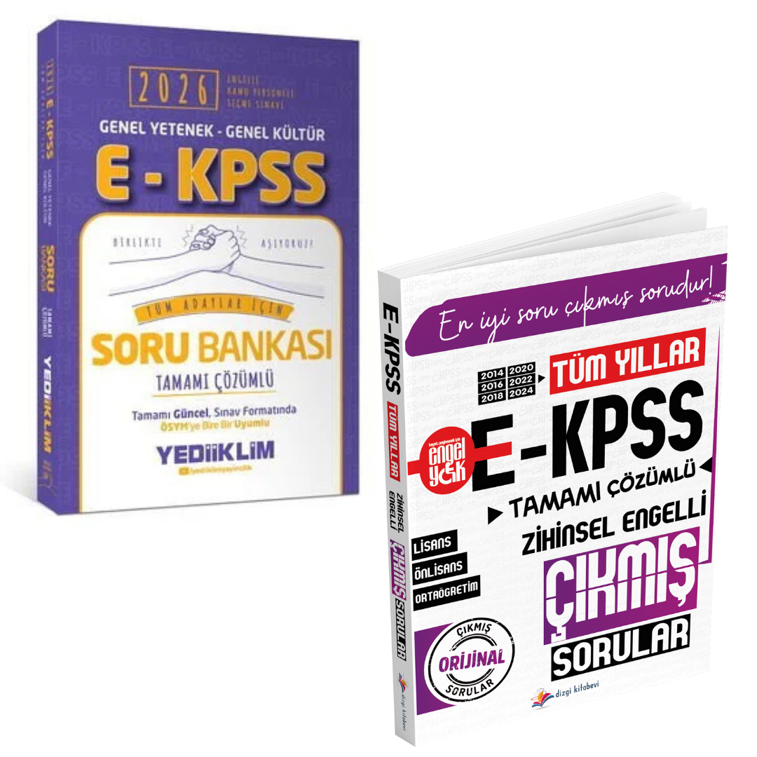 Dizgi Kitap EKPSS Tüm Yıllar Tamamı Çözümlü Zihinsel Engelli Çıkmış Sorular ve Yediiklim Yayınları Soru Bankası 2'li Set