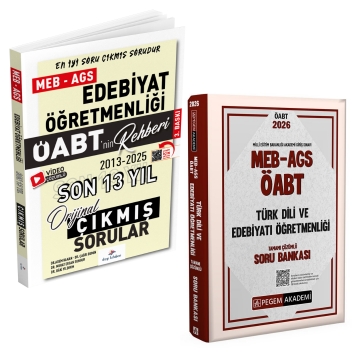 Dizgi Kitap 2026 MEB-AGS ÖABT Edebiyat Öğretmenliği Son 13 Yıl Orijinal Çıkmış Sınav Soruları ve Pegem Yayınları Türk Dili ve Edebiyatı Öğretmenliği Tamamı Çözümlü Soru Bankası Seti