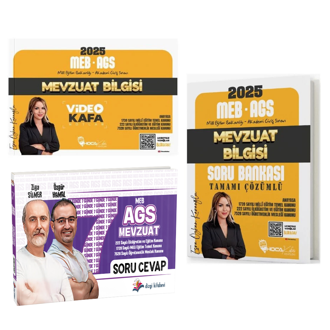 2025 Dizgi Kitap Meb Ags 7 Günde Mevzuat Soru Cevap ve Hoca Kafası Meb Ags Mevzuat Ders Notları, Soru Bankası Seti