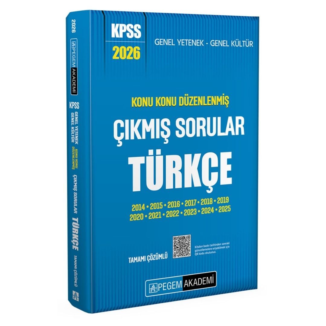 2026 KPSS Genel Yetenek Genel Kültür Konu Konu Düzenlenmiş Tamamı Çözümlü Çıkmış Sorular TÜRKÇE Pegem Yayınları