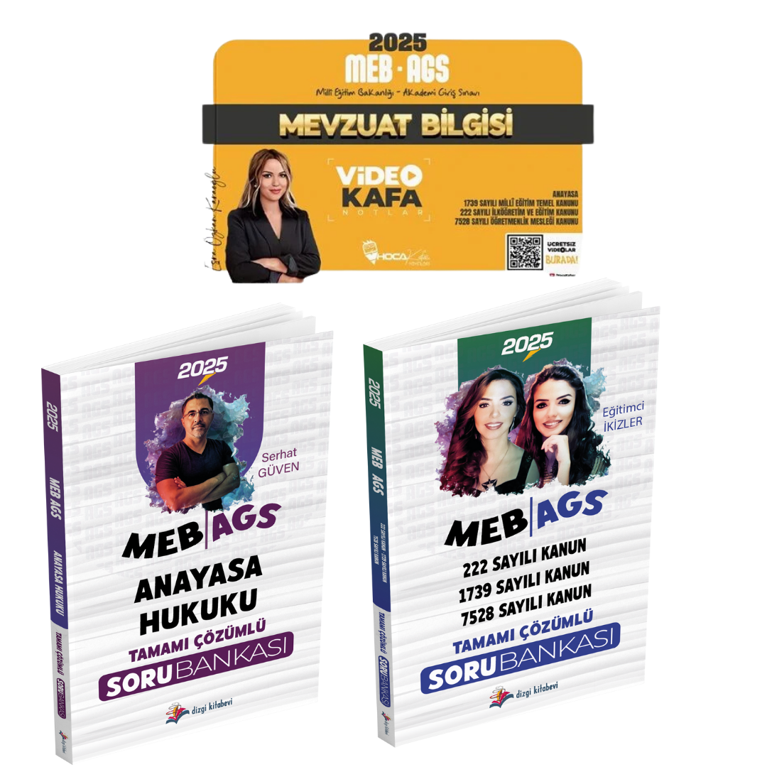 2025 Dizgi Kitap Meb Ags Mevzuat, Anayasa Hukuku Soru Bankası ve Hoca Kafası Meb Ags Mevzuat Video Kafa Notlar Seti