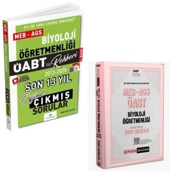 Dizgi Kitap 2026 Meb Ags ÖABT Biyoloji Son 13 Yıl Orijinal Çıkmış Sınav Soruları ve MEB AGS ÖABT Biyoloji Öğretmenliği Soru Bankası Pegem Yayınları Seti