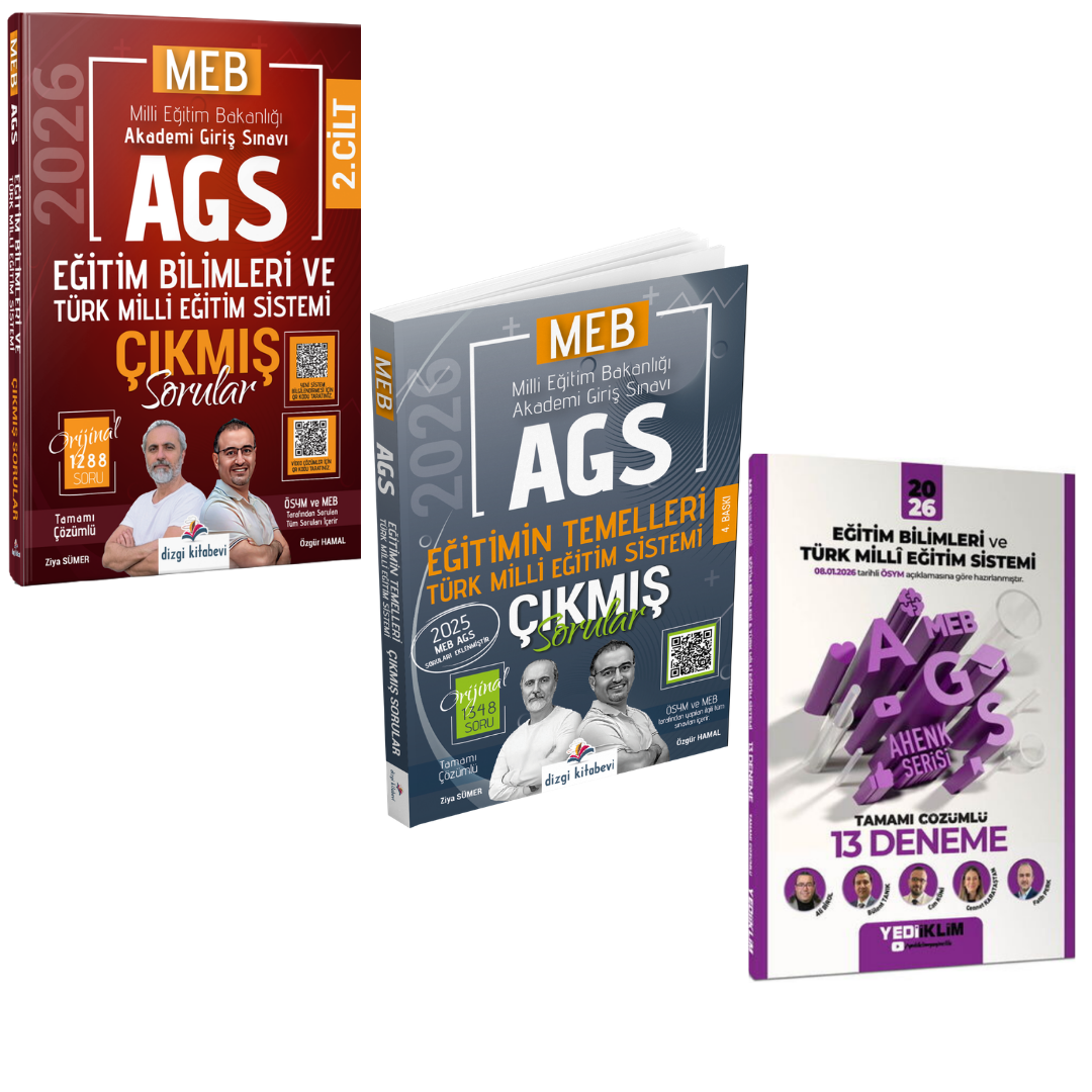 Dizgi Kitap 2026 MEB AGS Eğitim Bilimleri ve Türk Milli Eğitim Sistemi Eğitimin Temelleri Çıkmış Sorular & Meb Ags Eğitim Bilimleri ve Türk Milli Eğitim Sistemi 13 Deneme Yediiklim Seti
