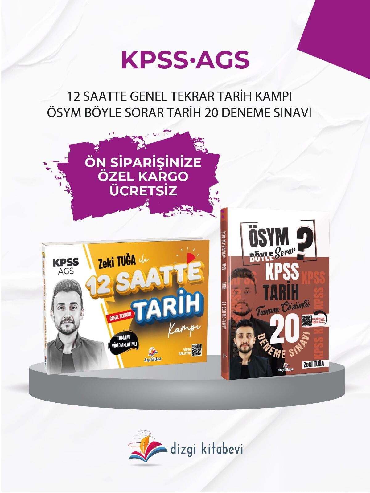 Dizgi Kitap 2026 KPSS Zeki Tuğa ile 12 Saatte Tarih Tekrar Kampı ve ÖSYM Böyle Sorar Tamamı PDF Çözümlü 20 Deneme Sınavı