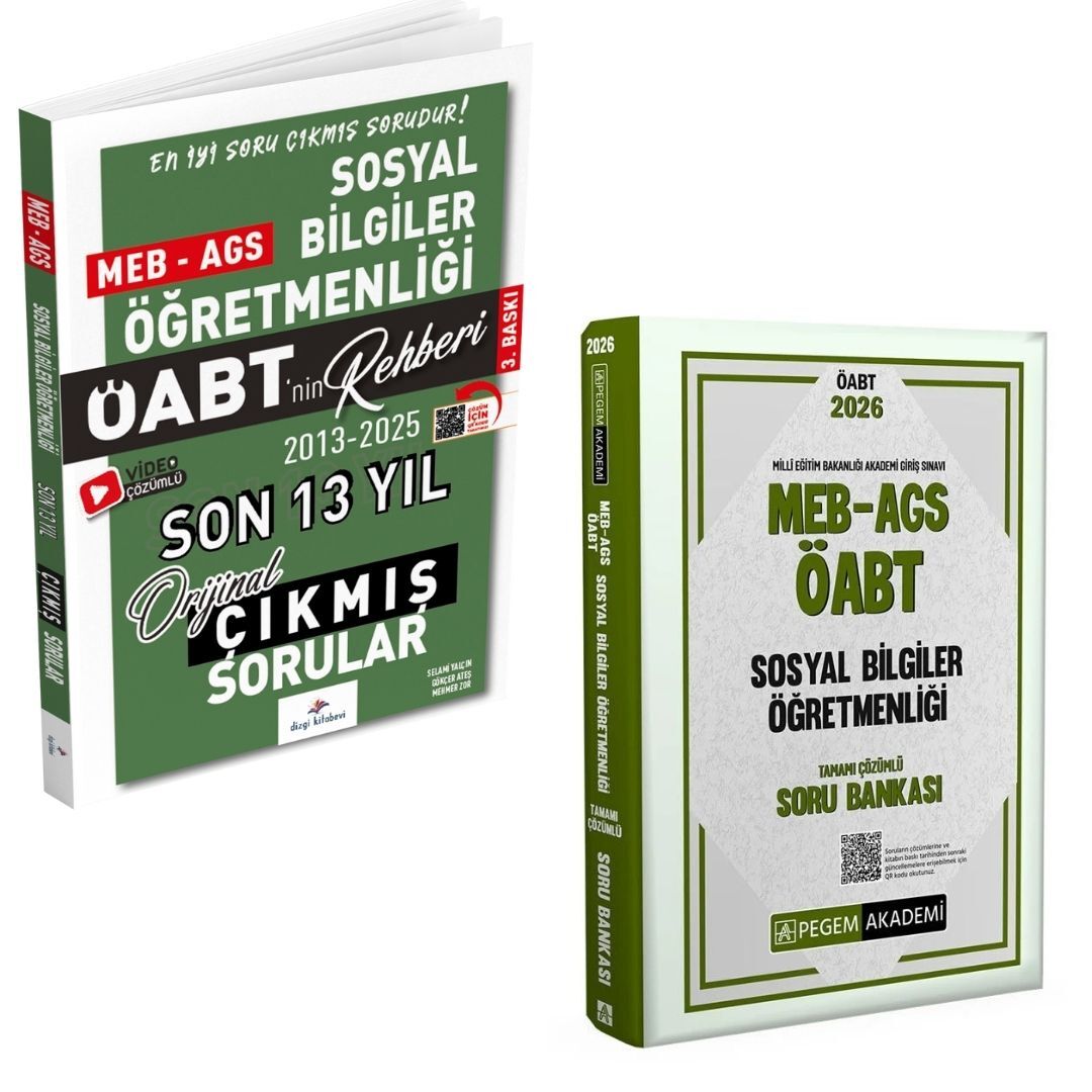 Dizgi Kitap 2026 Meb Ags ÖABT Sosyal Bilgiler Son 13 Yıl Orijinal Çıkmış Sınav Soruları ve MEB AGS ÖABT Sosyal Bilgiler Öğretmenliği Soru Bankası Pegem Yayınları Seti