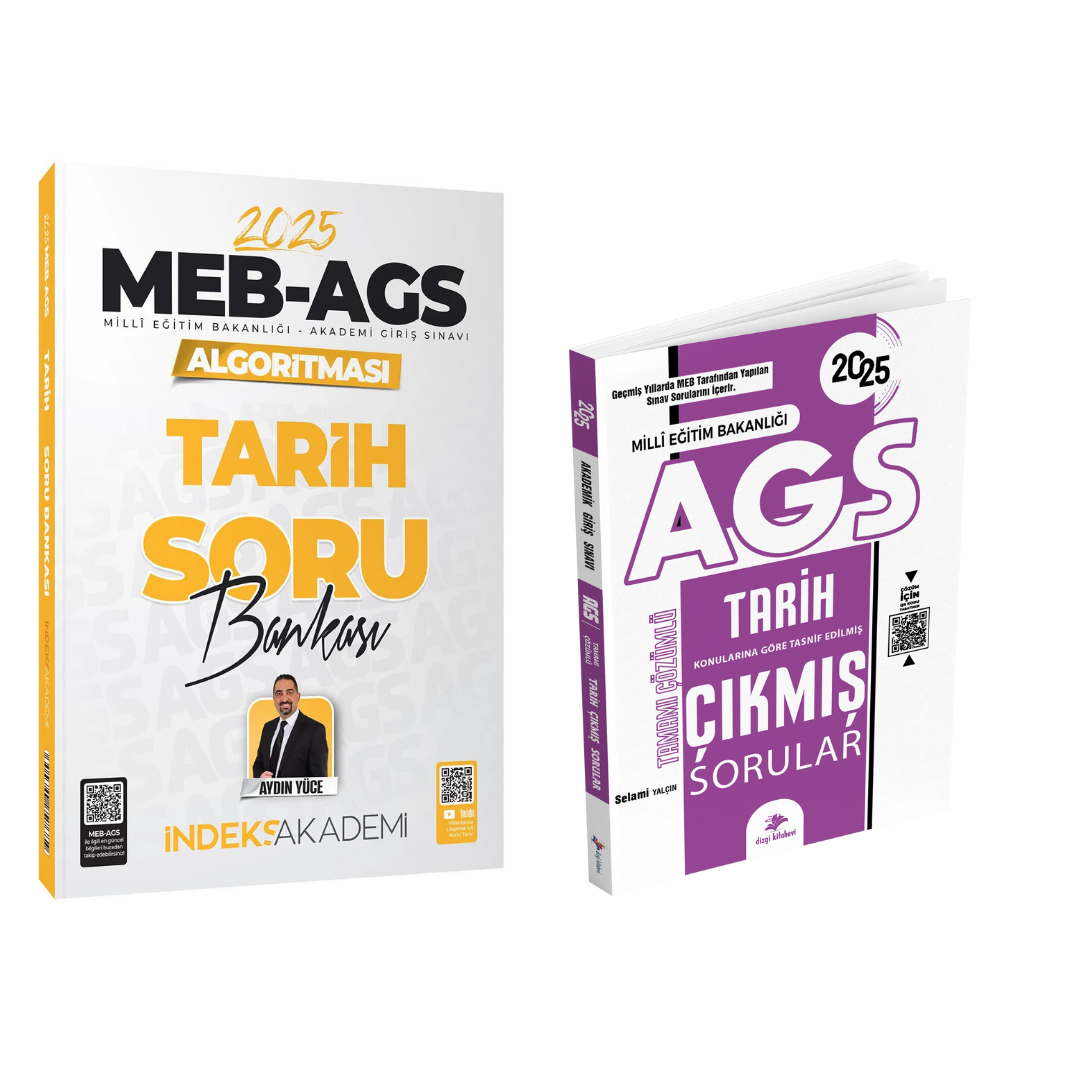 2025 Dizgi Kitap Meb Ags Tarih Video Çözümlü Çıkmış Sorular Selami Yalçın ve İndeks Akademi Meb Ags Algoritması Tarih Çözümlü Soru Bankası Aydın Yüce