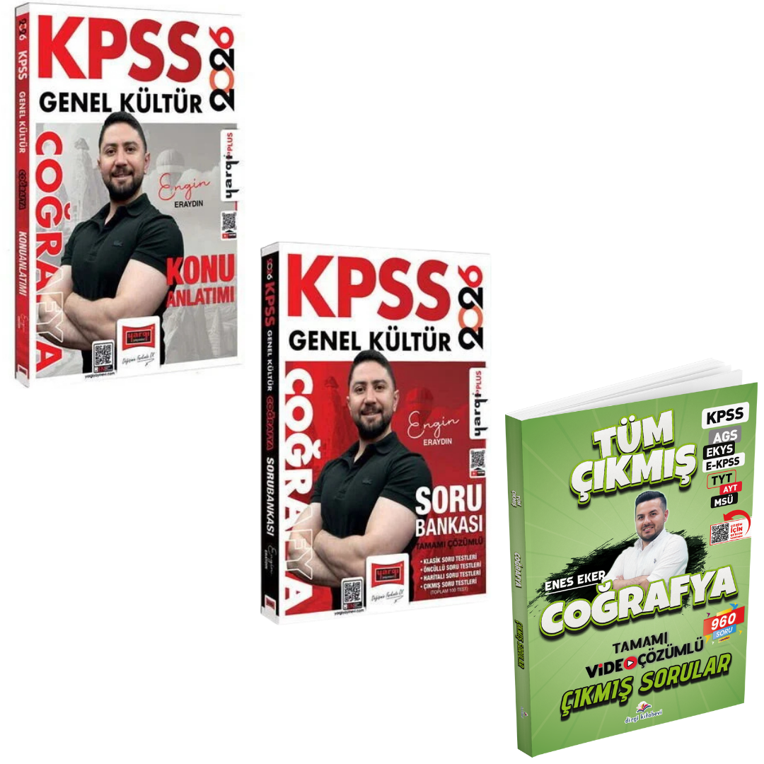 Yargı Yayınları 2026 KPSS Genel Kültür Coğrafya Konu Anlatımı, Soru Bankası ve Dizgi Kitap Coğrafya Tüm Sınavlar Tamamı Video Çözümlü Çıkmış Sorular 3'lü Set