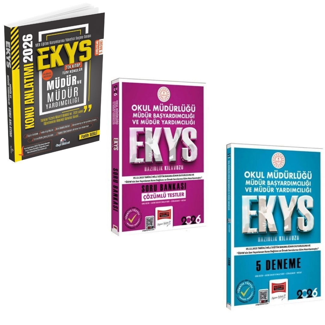 Dizgi Kitap 2026 MEB EKYS Müdür ve Müdür Yardımcılığı Konu Anlatımı Fatih Sesli & EKYS Okul Müdürlüğü Müdür Başyardımcılığı ve Müdür Yardımcılığı Soru Bankası Yargı Yayınları ve 5 Deneme Yargı Yayınları Seti