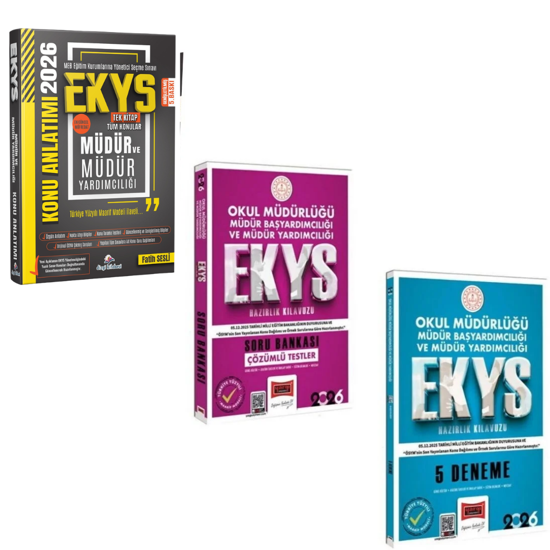 Dizgi Kitap 2026 MEB EKYS Müdür ve Müdür Yardımcılığı Konu Anlatımı Fatih Sesli & EKYS Okul Müdürlüğü Müdür Başyardımcılığı ve Müdür Yardımcılığı Soru Bankası Yargı Yayınları ve 5 Deneme Yargı Yayınları Seti
