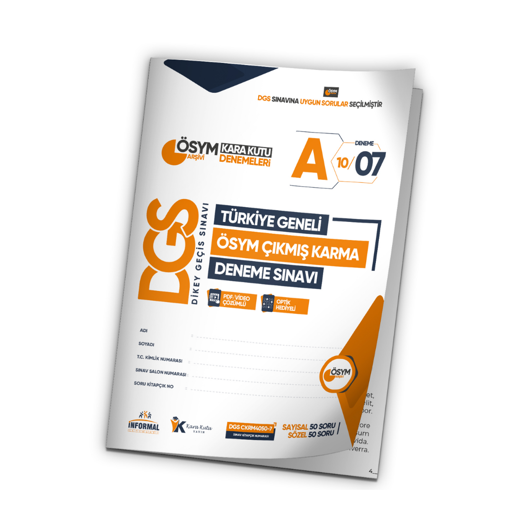 2026 DGS ÖSYM Arşivi Karma Kara Kutu Çıkmış Soru Türkiye Geneli D. Çözümlü Deneme 10/7.Kitapçık İnformal Yayınları