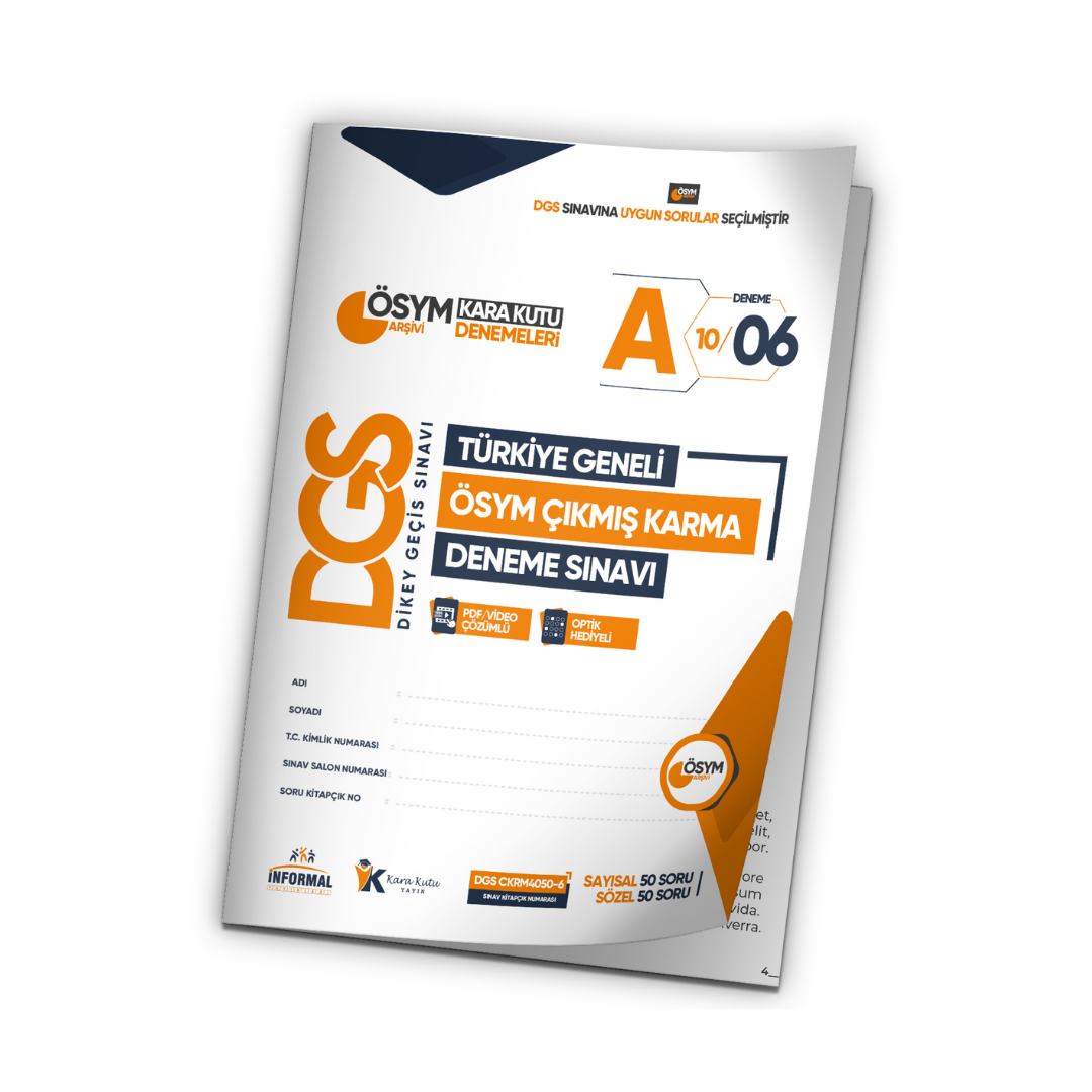 2026 DGS ÖSYM Arşivi Karma Kara Kutu Çıkmış Soru Türkiye Geneli D. Çözümlü Deneme 10/6.Kitapçık İnformal Yayınları