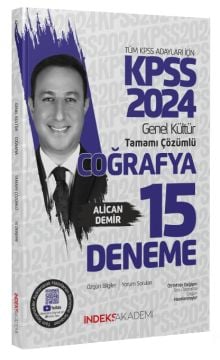 İndeks Akademi 2024 KPSS Coğrafya 15 Deneme Çözümlü - Alican Demir  İndeks Akademi Yayıncılık