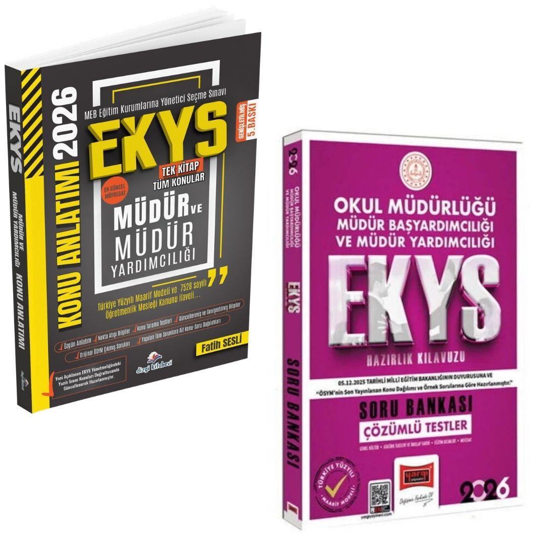 Dizgi Kitap 2026 MEB EKYS Müdür ve Müdür Yardımcılığı Konu Anlatımı ve EKYS Okul Müdürlüğü Müdür Başyardımcılığı ve Müdür Yardımcılığı Soru Bankası Yargı Yayınları Seti