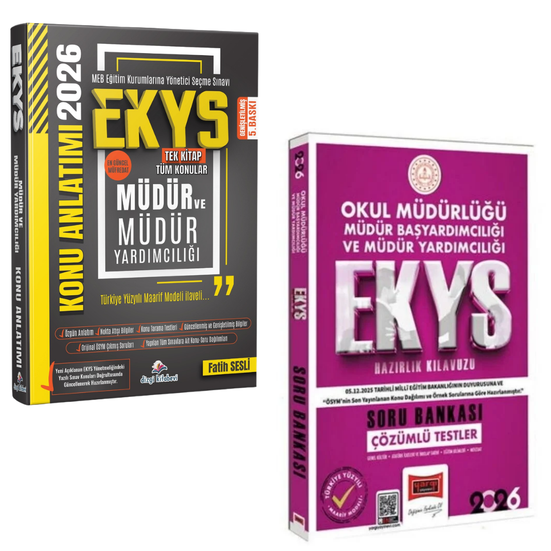 Dizgi Kitap 2026 MEB EKYS Müdür ve Müdür Yardımcılığı Konu Anlatımı ve EKYS Okul Müdürlüğü Müdür Başyardımcılığı ve Müdür Yardımcılığı Soru Bankası Yargı Yayınları Seti