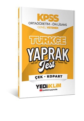 2026 KPSS Ortaöğretim Ön Lisans Türkçe Çek Kopart Yaprak Test Yediiklim Yayınları