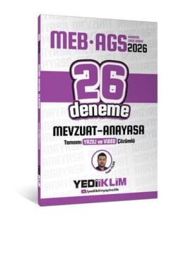 Yediiklim Yayınları 2026 MEB-AGS Mevzuat Anayasa Tamamı Yazılı ve Video Çözümlü 26 Deneme Yasin YILDIZ