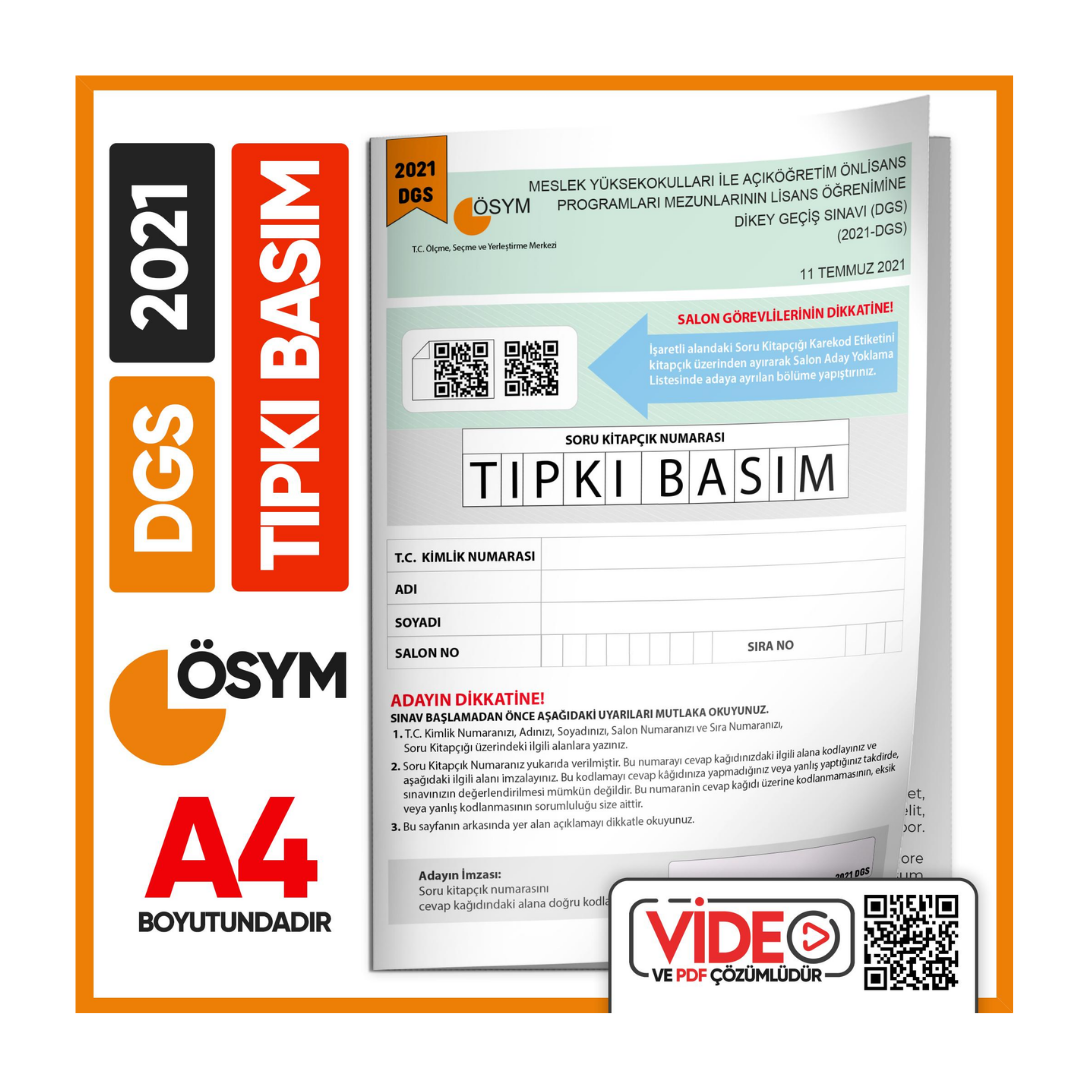 2021 DGS Sayısal-Sözel ÖSYM Tıpkı Basım Çıkmış Soru Deneme Kitapçığı (Video Çözümlü Türkiye Geneli) İnformal Yayınları