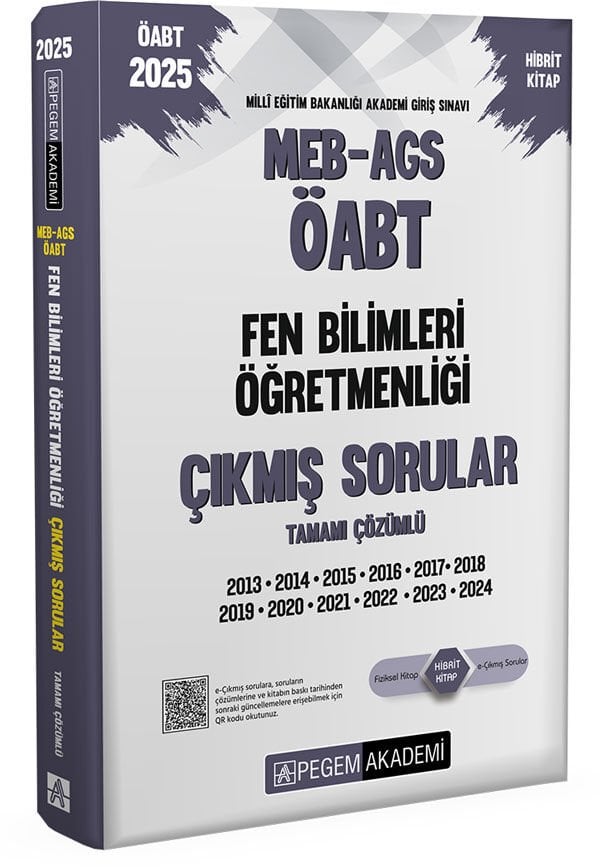2025 MEB-AGS-ÖABT Fen Bilimleri Öğretmenliği Tamamı Çözümlü Çıkmış Sorular Pegem Yayınları