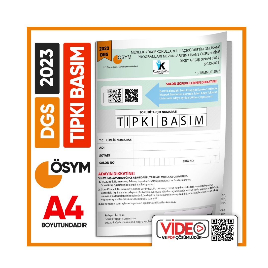 2023 DGS Sayısal-Sözel ÖSYM Tıpkı Basım Çıkmış Soru Deneme Kitapçığı (Video Çözümlü Türkiye Geneli) İnformal Yayınları