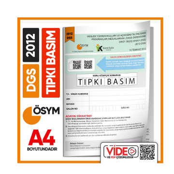 2012 DGS Sayısal-Sözel ÖSYM Tıpkı Basım Çıkmış Soru Deneme Kitapçığı (Video Çözümlü Türkiye Geneli) İnformal Yayınları