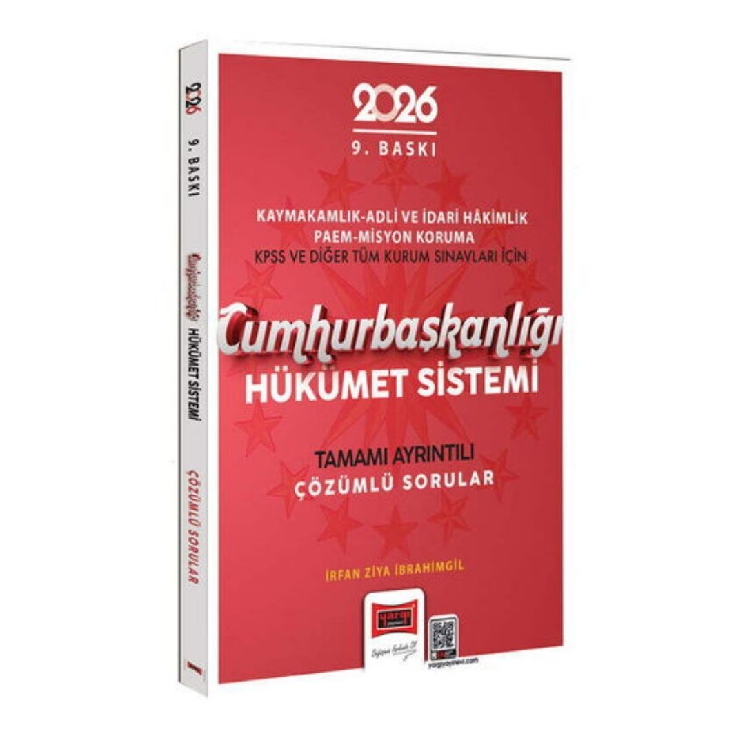 Yargı Yayınları 2026 Kaymakamlık-Adli ve İdari Hakimlik-Paem-Misyon Koruma-KPSS ve Diğer Tüm Kurum Sınavları İçin Cumhurbaşkanlığı Hükümet Sistemi Çözümlü Sorular