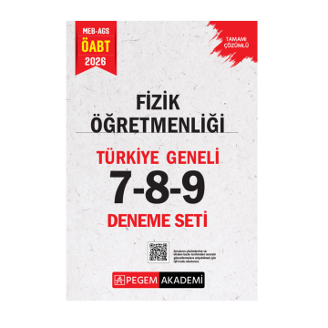 Pegem Yayınları 2026 MEB AGS ÖABT Fizik Öğretmenliği Tamamı Çözümlü Türkiye Geneli 7-8-9 (3'lü Deneme Seti)