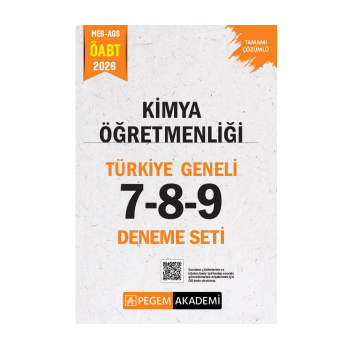 Pegem Yayınları 2026 MEB AGS ÖABT Kimya Öğretmenliği Tamamı Çözümlü Türkiye Geneli 7-8-9 (3'lü Deneme Seti)