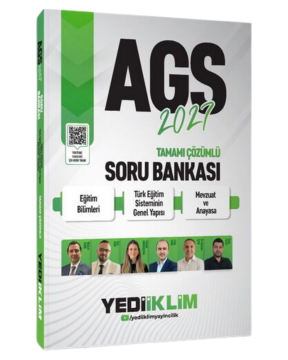 Yediiklim Yayınları 2027 AGS Eğitim Bilimleri, Türk Eğitim Sisteminin Genel Yapısı, Mevzuat ve Anayasa Tamamı Çözümlü Soru Bankası