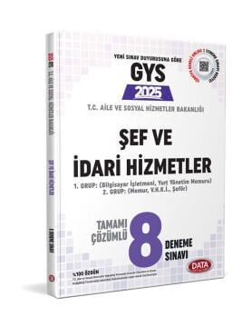 Data Yayınları 2025 GYS T.C. Aile Ve Sosyal Hizmetler Bakanlığı Şef Ve İdari Hizmetler Tamamı Çözümlü 8 Deneme Sınavı
